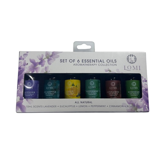Lomi Aromatherapy Essential Oils Set of 6 Lavender Eucalyptus Lemon - Picture 1 of 6